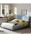 Furniture Jerell Modern Linen Platform Beds Quick Ship In Light Blue