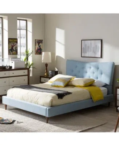 Furniture Jerell Modern Linen Platform Beds Quick Ship In Light Blue