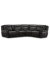 Furniture Lenardo 5-pc. Leather Sectional With 3 Power Motion Recliners And Console, Created For Macy's In Espresso