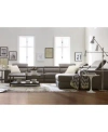 Furniture Nevio Leather Power Reclining Sectional Sofa With Articulating Headrests Collection Created For Macy In Argento Stone Ivory