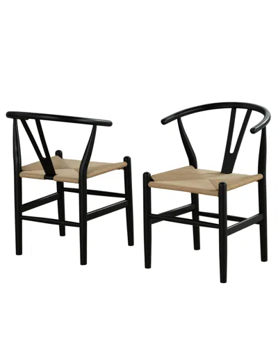 Furniture Of America 2-pc. Farre Solid Wood Rounded Side Chair Set In Black