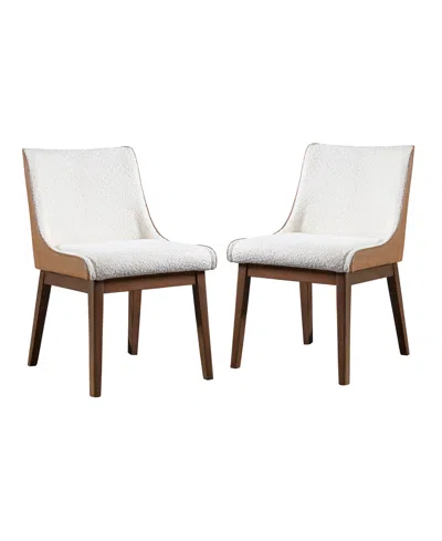 Furniture Of America 2-pc. Forest Wisp Boucle Fabric Dining Chair Set In Walnut