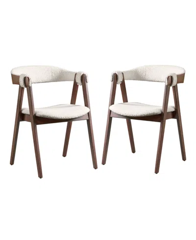 Furniture Of America 2-pc. Pearlcrest Boucle Fabric Dining Chair Set In Walnut