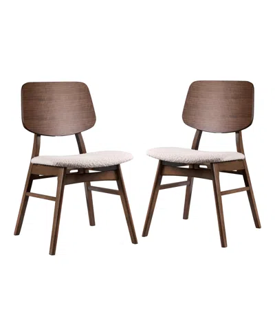 Furniture Of America 2-pc. Sandy Cove Boucle Fabric Padded Dining Chair Set In Walnut