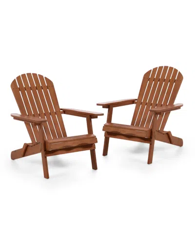 Furniture Of America 2 Piece Outdoor Eucalyptus Wood Folding Adirondrack Chairs In Natural