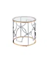 Furniture Of America 23" Metal, Glass Camille Modern Round Glass Top End Table In Chrome And Gold