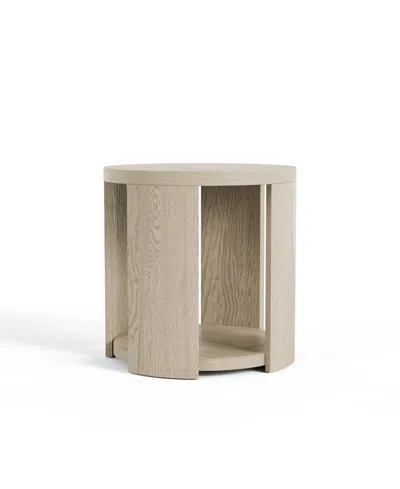 Furniture Of America 24" Oak Wood Rosin Round End Table In Sand