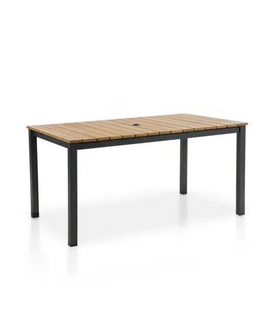 Furniture Of America 29" Solid Teak Top Outdoor Dining Table With Umbrella Hole In Natural