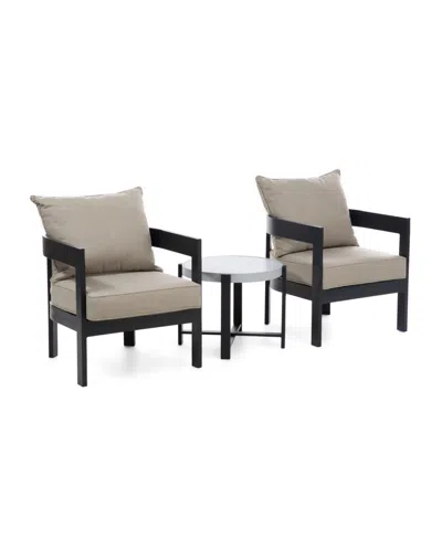 Furniture Of America 3 Piece Aluminum Stackable Patio Conversation Set In Black
