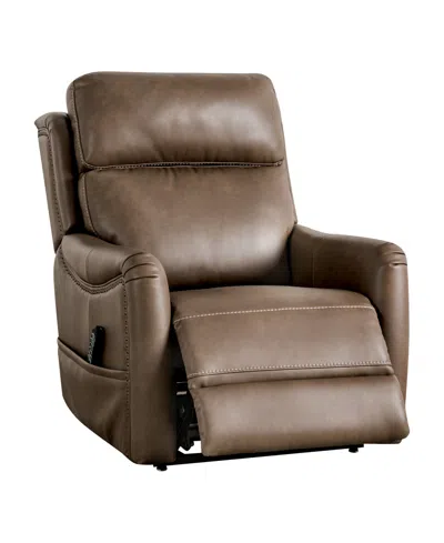 Furniture Of America 33" Starbright Artificial Leather Power Recliner Lift Chair In Brown