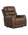 Furniture Of America 39" Leafstorm Artificial Leather Power Recliner Lift Chair In Walnut