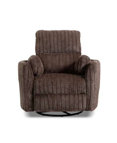 Furniture Of America 41" Jorvien Modern Chenille Power Swivel Glider Recliner With Pillows In Chocolate Brown