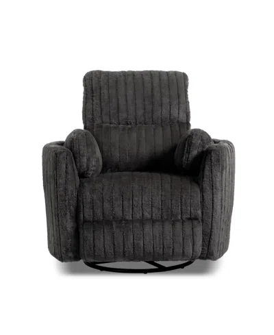 Furniture Of America 41" Jorvien Modern Chenille Power Swivel Glider Recliner With Pillows In Dark Gray