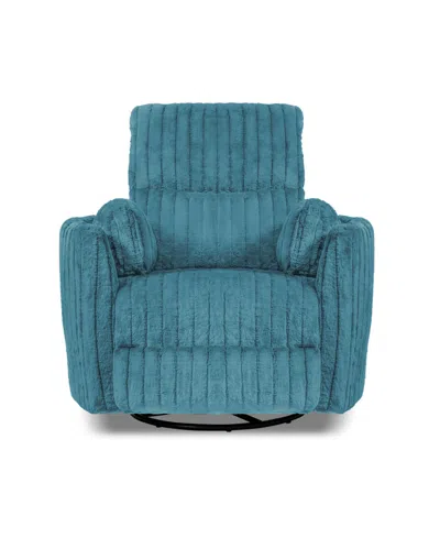Furniture Of America 41" Jorvien Modern Chenille Power Swivel Glider Recliner With Pillows In Dark Teal Green
