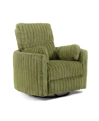 Furniture Of America 41" Jorvien Modern Chenille Power Swivel Glider Recliner With Pillows In Olive Green