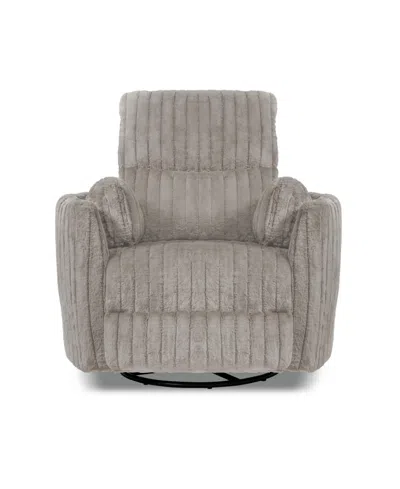 Furniture Of America 41" Jorvien Modern Chenille Power Swivel Glider Recliner With Pillows In Taupe
