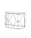 Furniture Of America 42" Metal, Glass Camille Modern Semi-circle Glass Top Sofa Table In Chrome And Gold