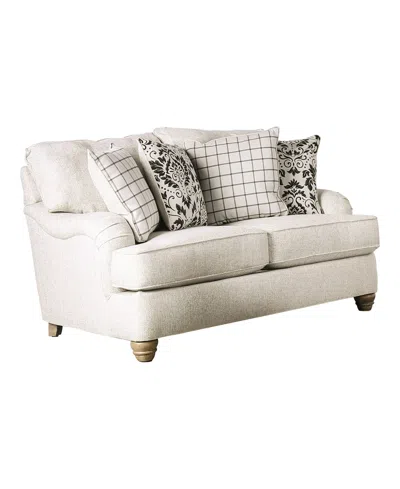Furniture Of America 65" Stacy 2-seater Pleated Arm Loveseat In Ivory