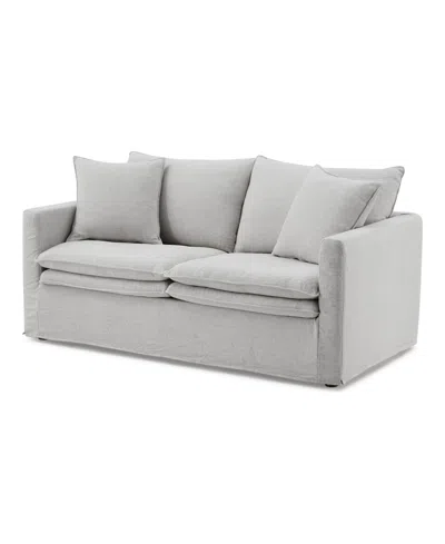 Furniture Of America 68" Linen Maddy 2-seater Narrow Track Arm Loveseat In Light Gray
