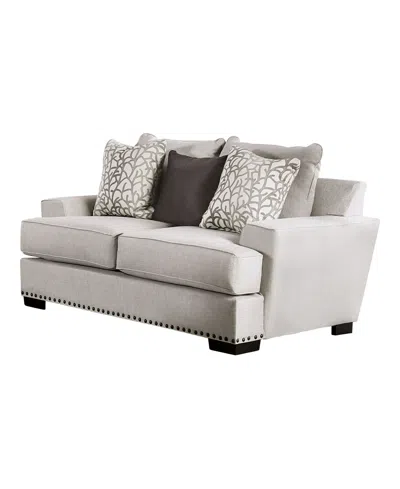 Furniture Of America 75" Sedrev Linen 2-seater Track Arm Loveseat In Light Gray