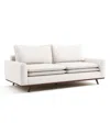 Furniture Of America 83" Kasi Cotton Round Arm Sofa In Dark Brown Linen White