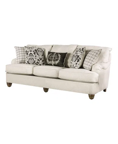 Furniture Of America 93" Stacy Pleated Arm Sofa In Ivory