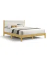 Furniture Of America Alder Queen Platform Bed With Corduroy Fabric Upholstery In White And Natural