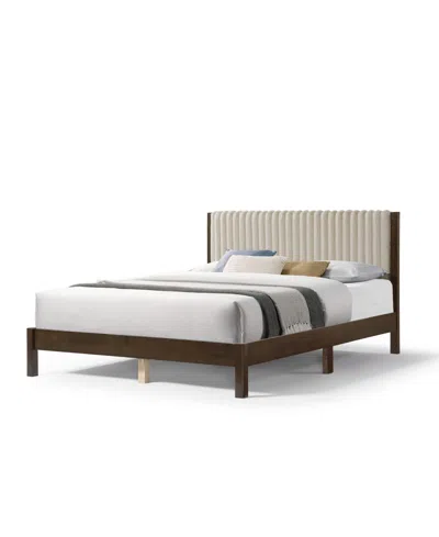 Furniture Of America Alder Queen Platform Bed With Corduroy Fabric Upholstery In Neutral