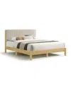Furniture Of America Alder Queen Platform Bed With Corduroy Fabric Upholstery In Light Brown And Natural