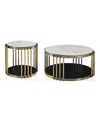 Furniture Of America Athens Steel Frame Coffee Table Set With Open Shelf, Set Of 2 In Gold