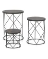 Furniture Of America Bailer Steel Base Round Nesting Tables, Set Of 3 In Blue