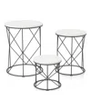 Furniture Of America Bailer Steel Base Round Nesting Tables, Set Of 3 In White