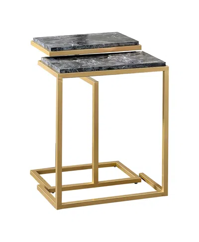 Furniture Of America Byra Faux Marble Top Stackable Nesting Table, 2-piece In Gold