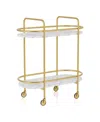 Furniture Of America Caria Steel Serving Cart With Faux Marble Shelving Units In Gold