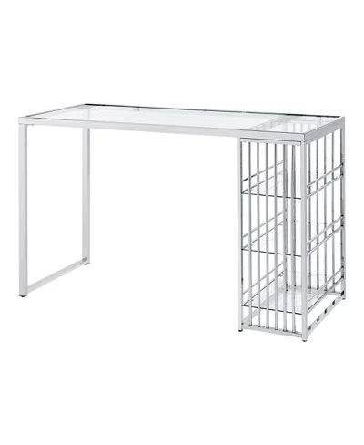 Furniture Of America Chelsea Glass Top 3-shelf Bar Table In White