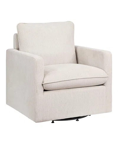 Furniture Of America Chester Linen Upholstered Swivel Chair In White