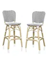 Furniture Of America Colfer Aluminum And Pe Wicker Patio Bar Chairs, Set Of 2 In Black