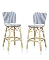 Furniture Of America Colfer Aluminum And Pe Wicker Patio Bar Chairs, Set Of 2 In Blue