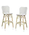 Furniture Of America Colfer Aluminum And Pe Wicker Patio Bar Chairs, Set Of 2 In Gray