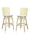 Furniture Of America Colfer Aluminum And Pe Wicker Patio Bar Chairs, Set Of 2 In Yellow
