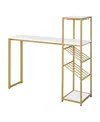 Furniture Of America Danby Steel Frame Bar Table With Wine Shelf In Gold
