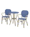 Furniture Of America Dimballe Pe Wicker Patio Round Dining Table, Set Of 3 In Blue