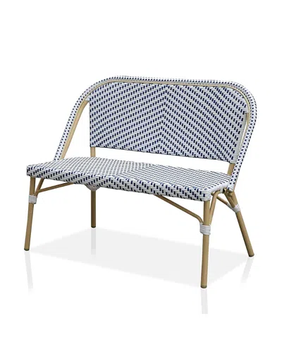 Furniture Of America Doria 2-seater Outdoor Loveseat With Diagonal Wicker Design In Blue