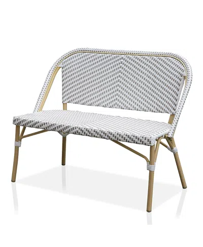 Furniture Of America Doria 2-seater Outdoor Loveseat With Diagonal Wicker Design In Gray