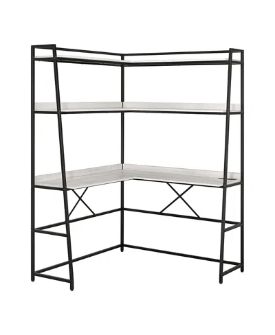 Furniture Of America Dwen Steel Base 2-shelf Corner Writing Desk With Usb Port And Power Outlet In Black