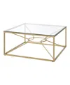 Furniture Of America Floyd 35 Glass Top Square Coffee Table In Gold