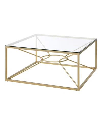 Furniture Of America Floyd 35 Glass Top Square Coffee Table In Gold