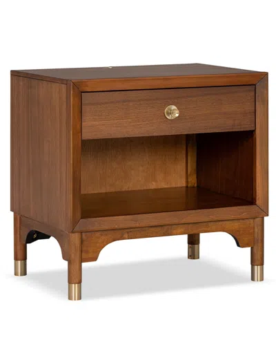 Furniture Of America Forma 26" Solid Wood 1-drawer Nightstand With Led Light And Usb Ports In Brown
