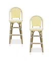 Furniture Of America Haley Aluminum And Pe Wicker Outdoor Bar Chairs, Set Of 2 In Yellow