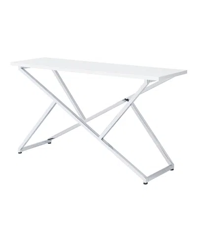 Furniture Of America Hartsville 60 Steel Frame High Gloss Sofa Table In White